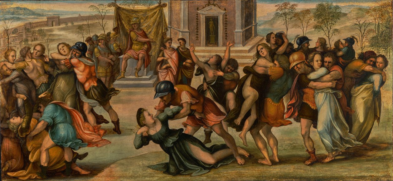 Sabinernas bortförande, ca 1520 (olja på pannå) av Girolamo del Pacchia