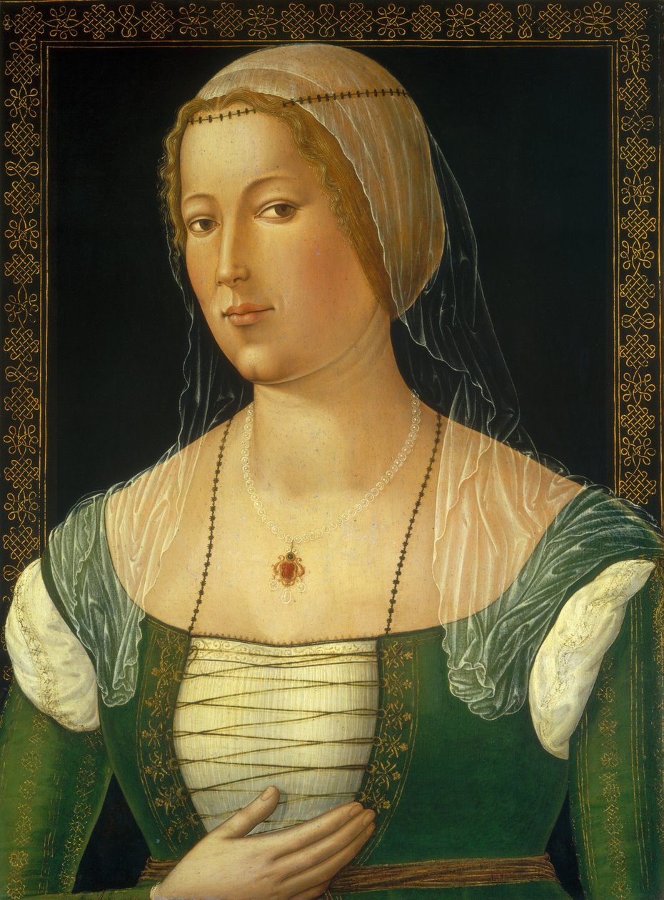 Porträtt av en ung kvinna, ca. 1508. av Girolamo di Benvenuto