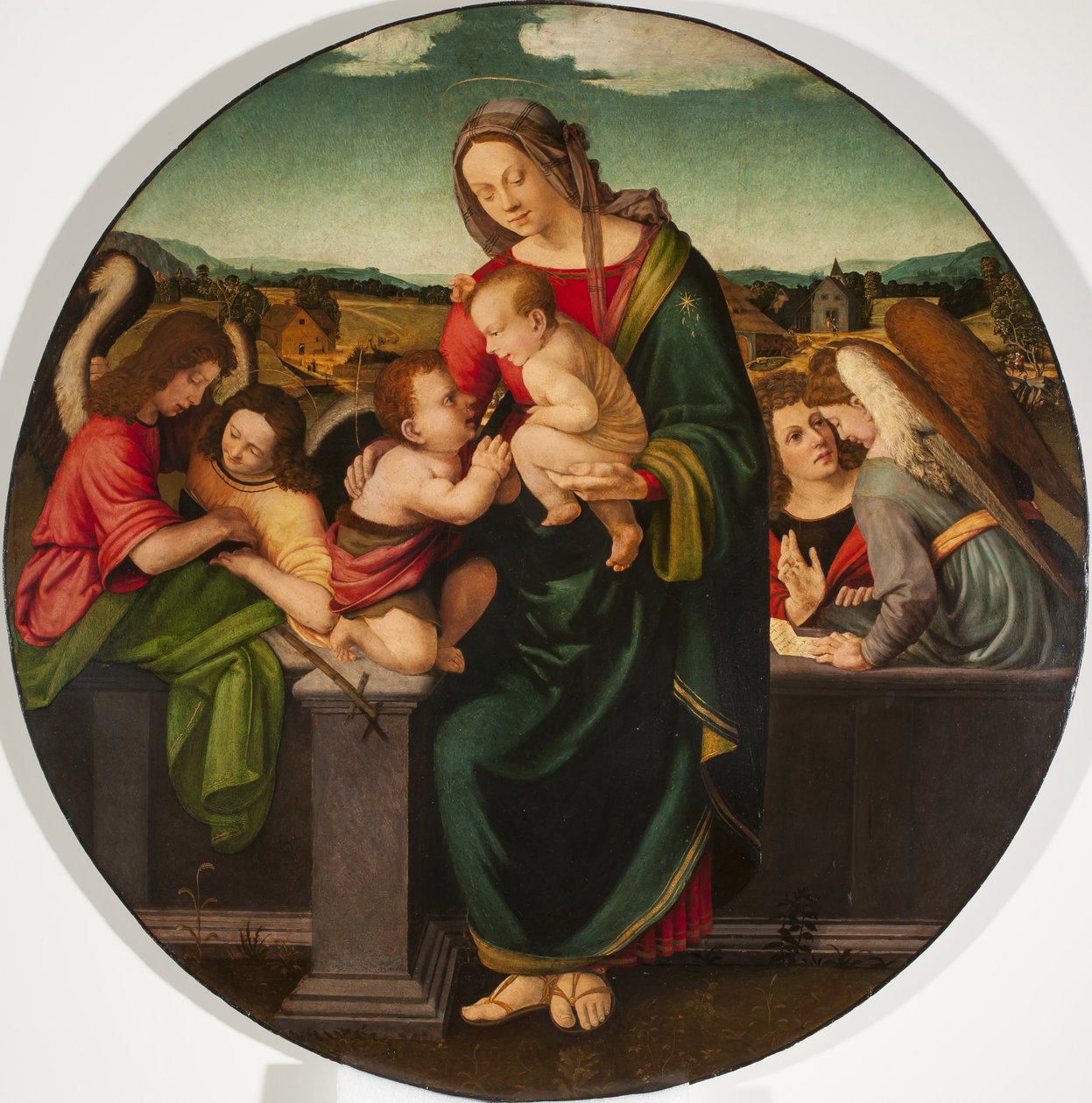 Madonna och barn med barnet Johannes Döparen och änglar, ca 1515 av Giuliano Bugiardini