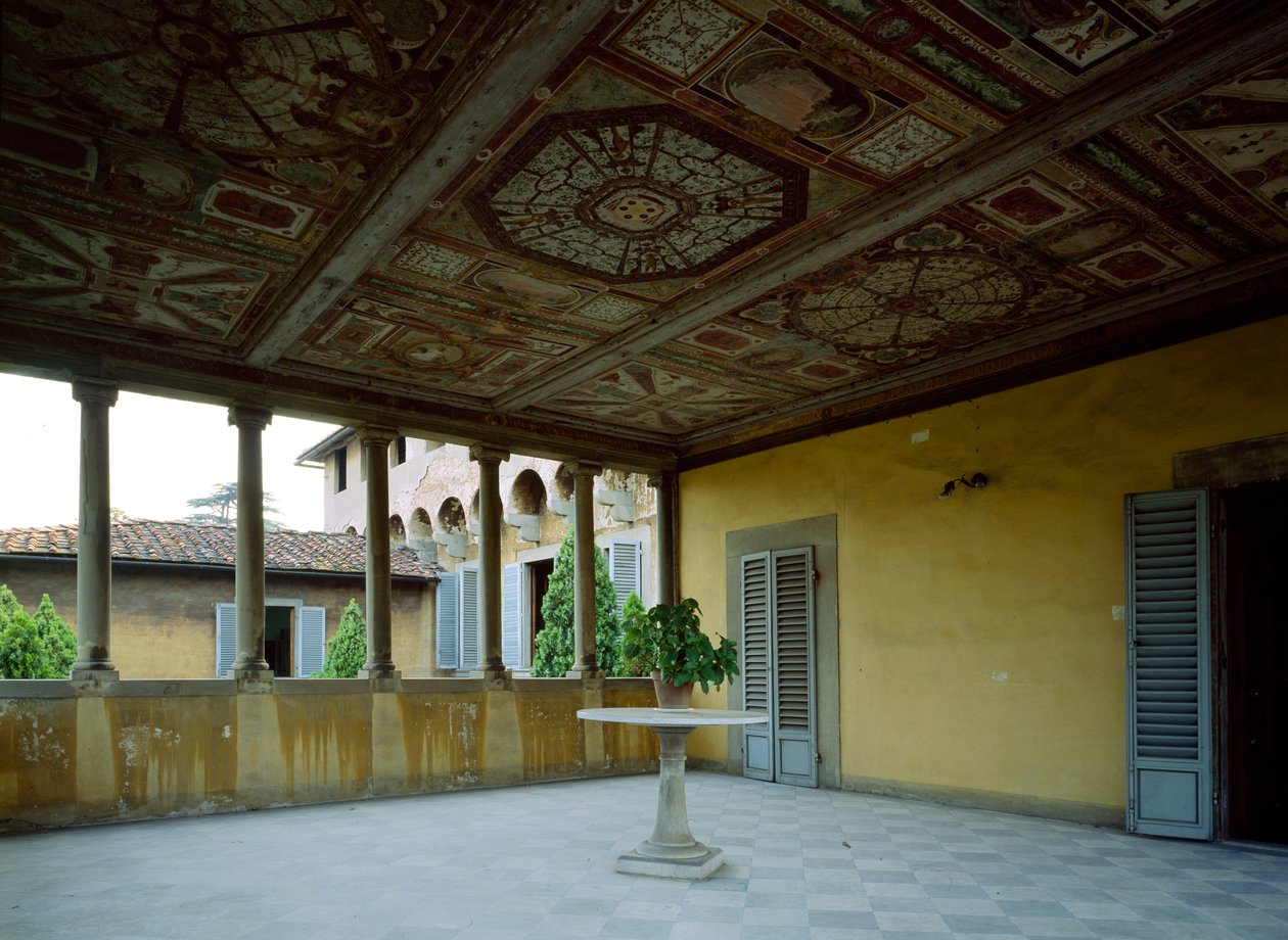 Interiörvy av loggian, Villa Medicea di Careggi av Giuliano Giamberti da Sangallo