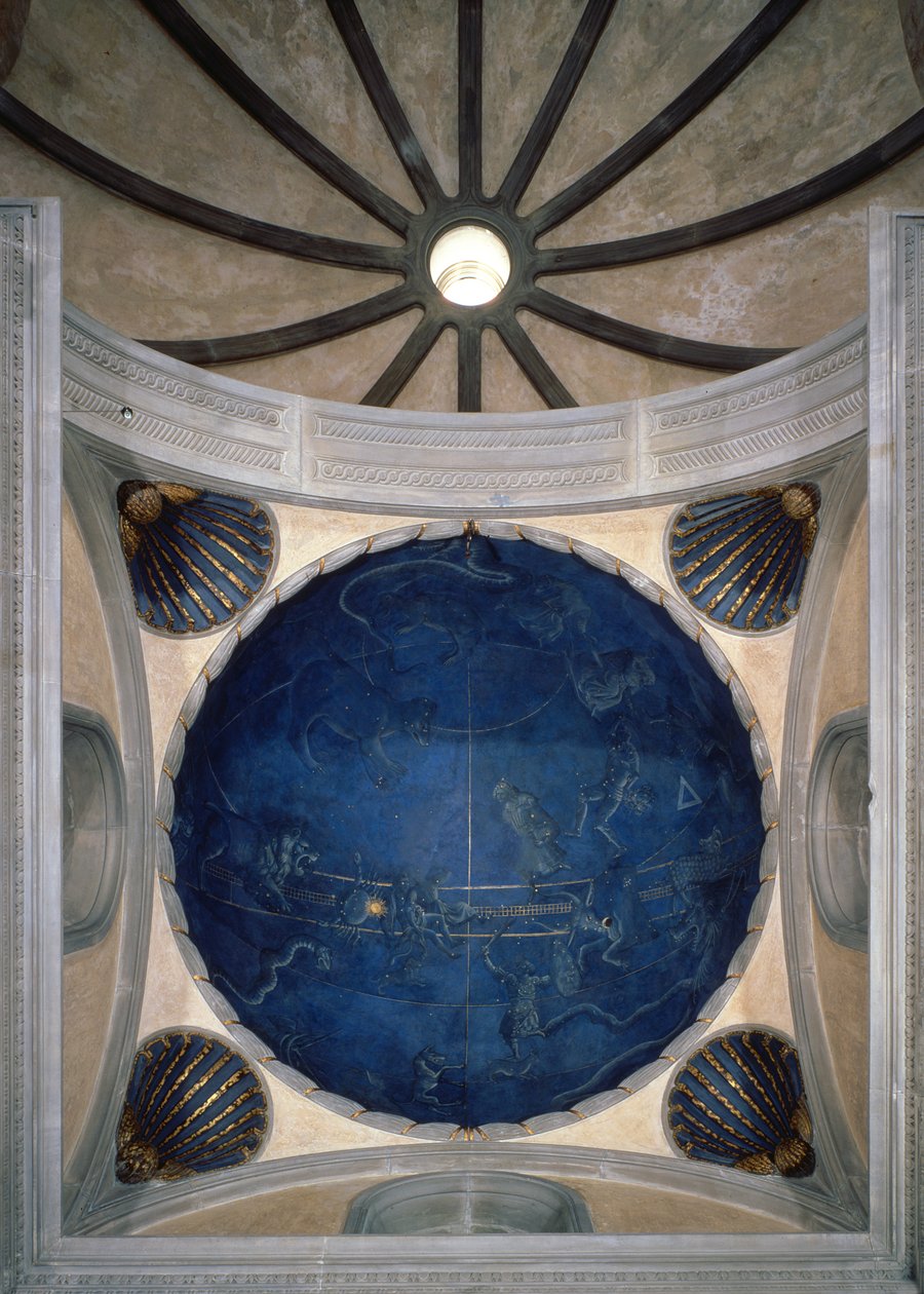Solens väg genom stjärnorna natten till den 4 juli 1442, från soffiten ovanför altaret, ca 1430 av Giuliano dArrighi Pesello