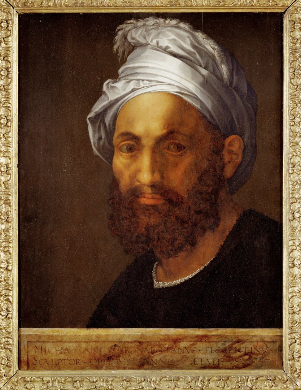 Porträtt av Michelangelo ... av Giuliano Bugiardini