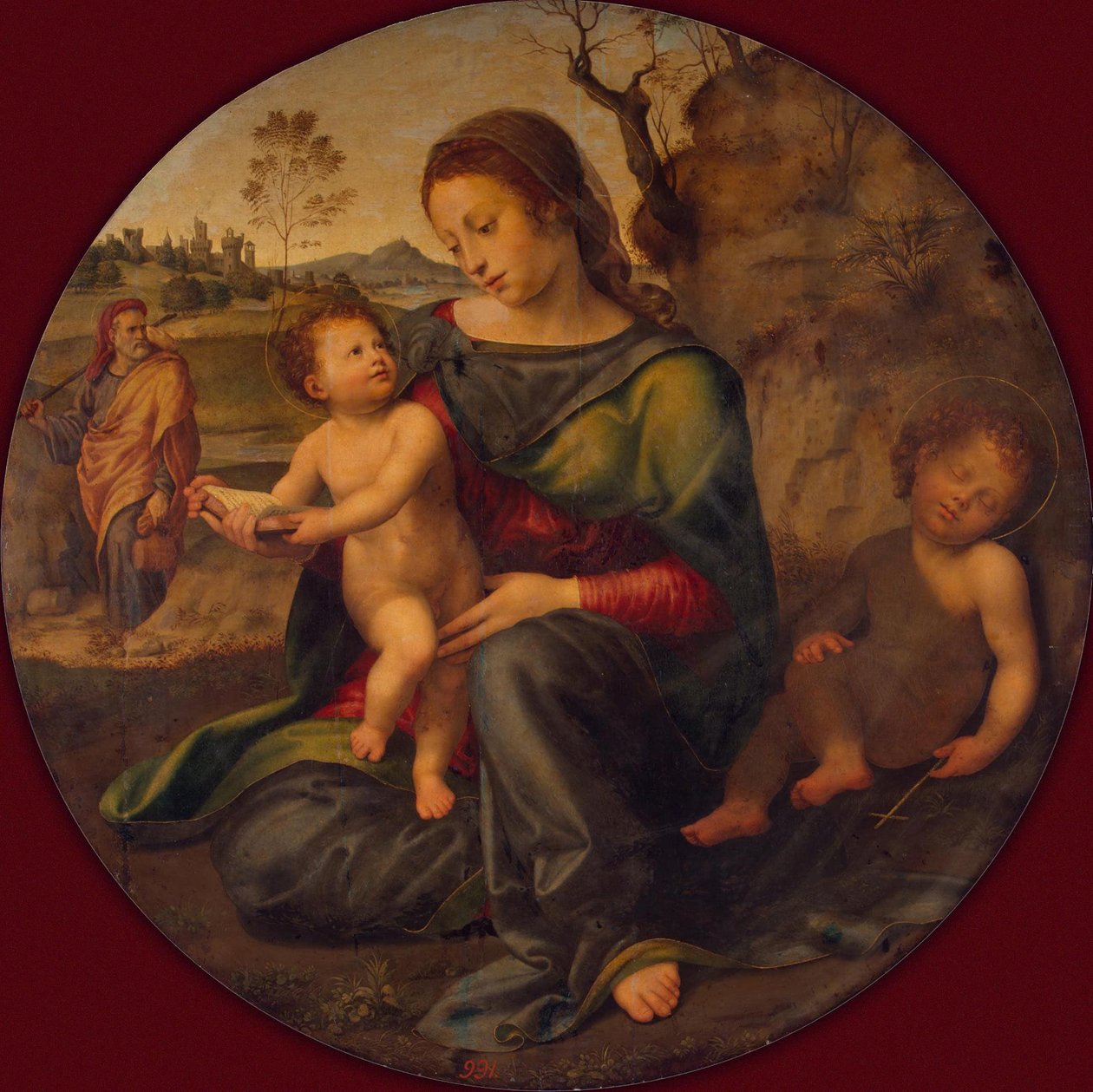 Den heliga familjen med den unge Johannes döparen, ca. 1520 av Giuliano Bugiardini
