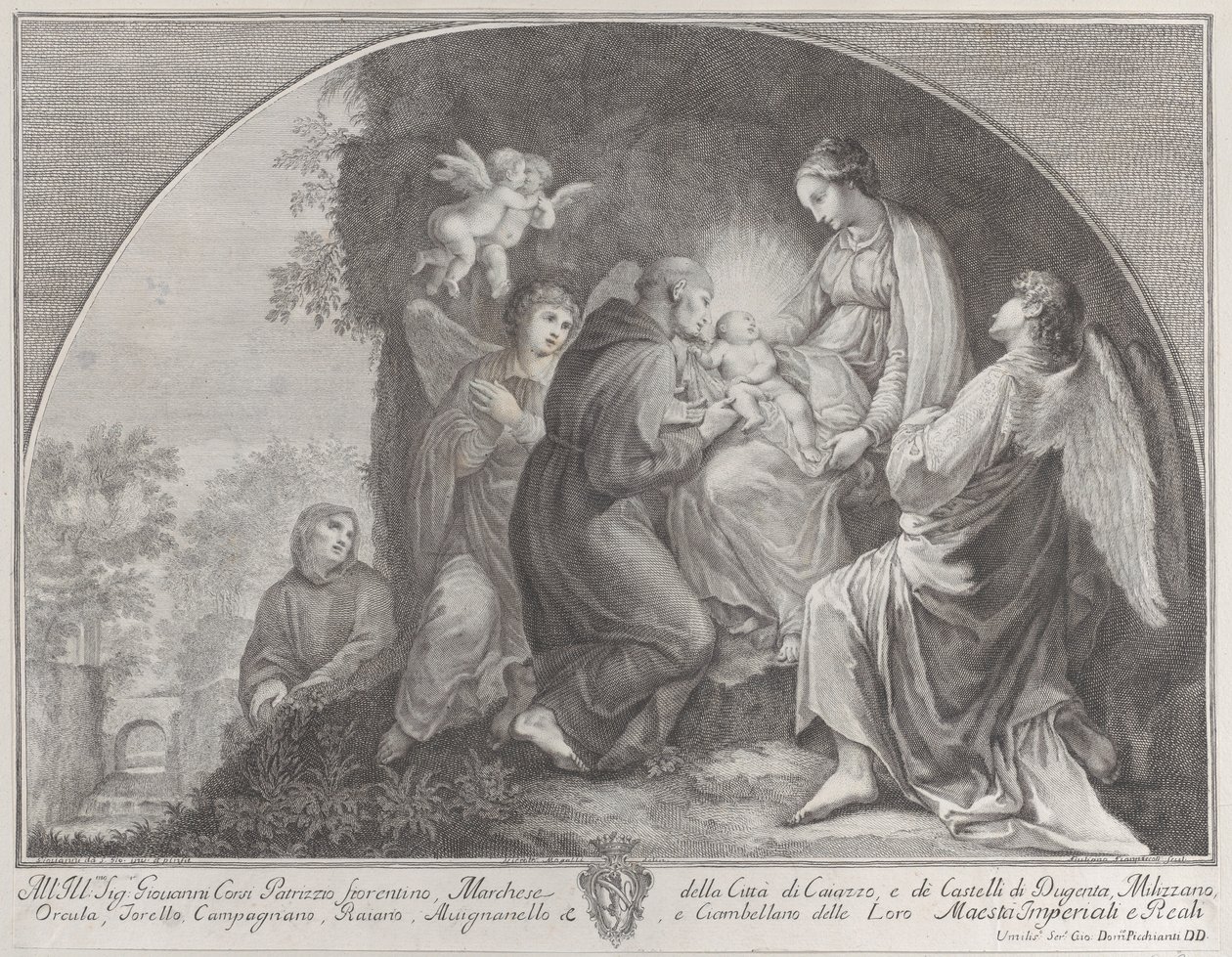 Tillbedjan av Kristus av Saint Francis, 1723-59. av Giuliano Giampiccoli