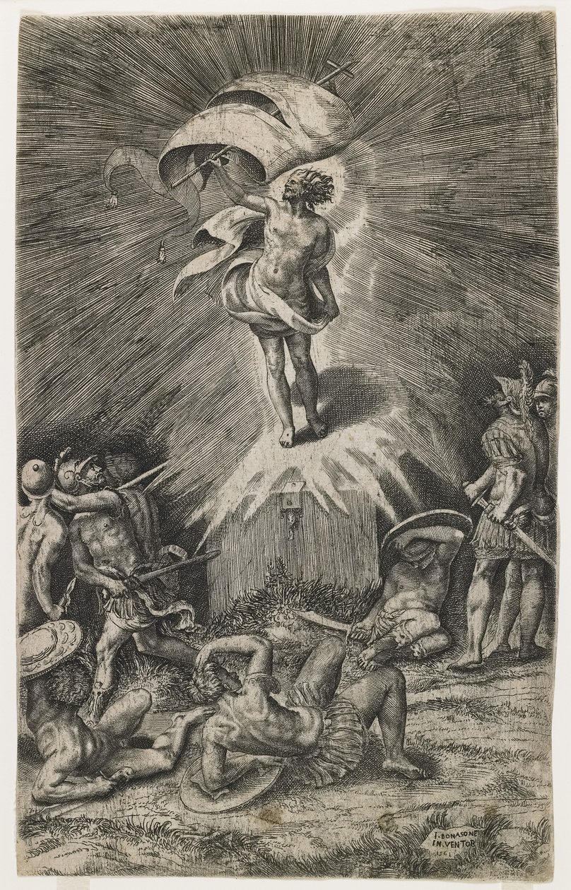 Uppståndelsen, 1561 av Giulio Bonasone