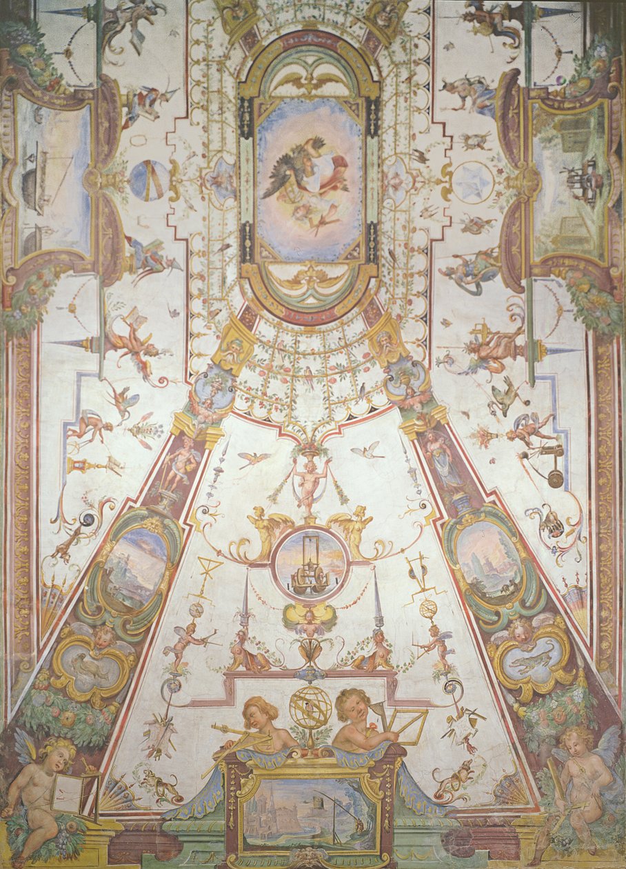 Takpanel från Stanzino delle Matematiche (fresco med tempera) (se 254070-254071 och 254073) av Giulio Parigi