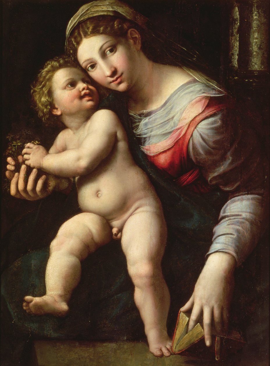 Madonna med barn, ca 1530-40 (panel) av Giulio Romano