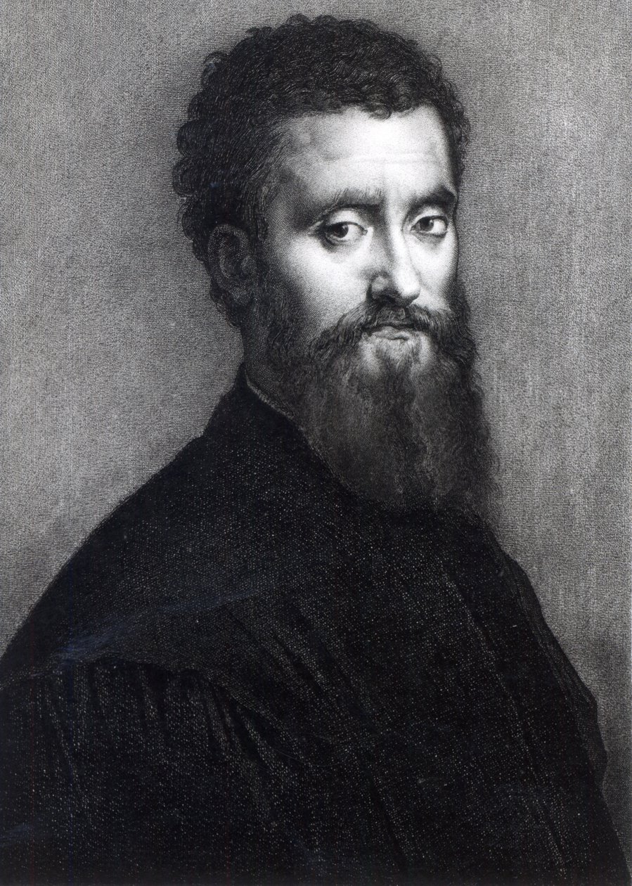 Självporträtt, graverad av Jean-Louis Potrelle av Giulio Romano