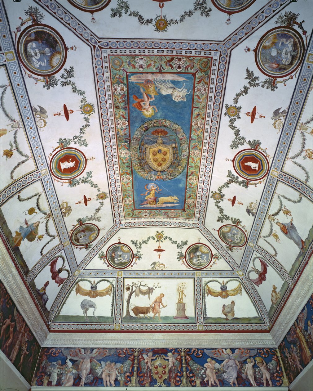 Camera con Fregio di Amorini Chamber of the Cupid Frieze detalje af loftet, 1520
