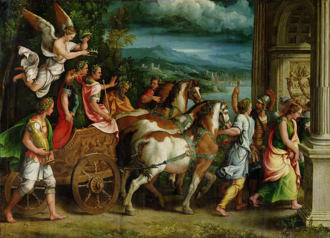 Titus och Vespasianus triumf, c.1537 av Giulio Romano