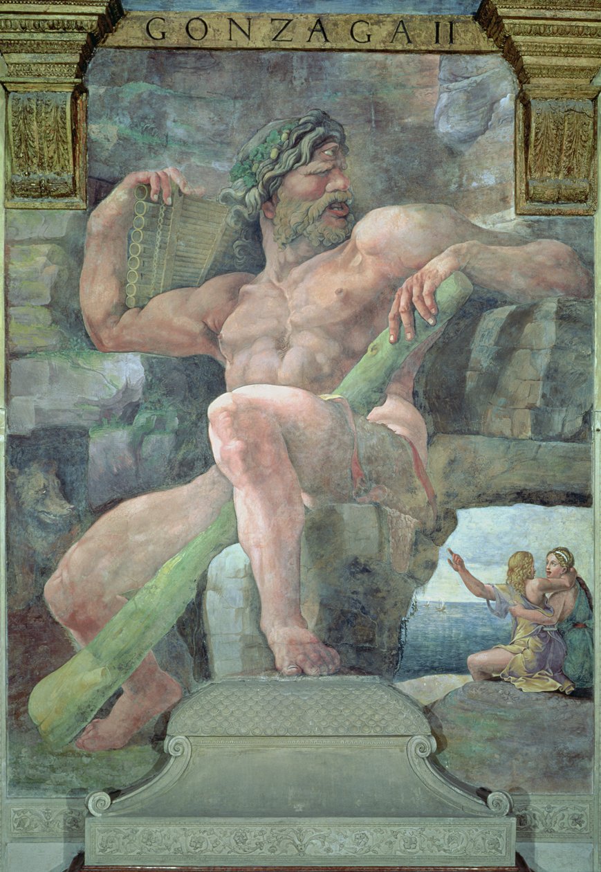 Jätten Polyphemus med Galatea och herden Acis, från Sala di Amore e Psiche, 1528 av Giulio Romano