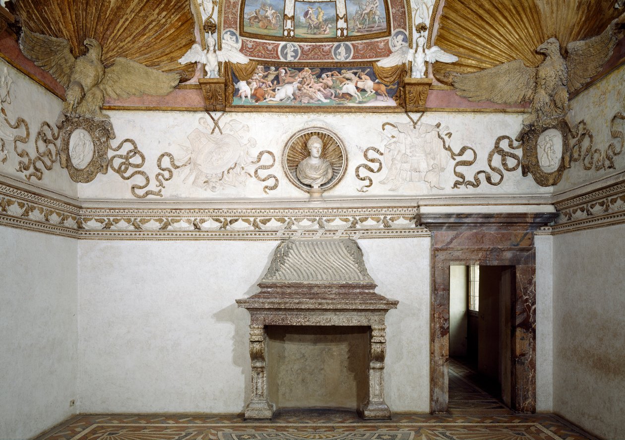 Utsikt över Camera delle Aquile, 1528 av Giulio Romano