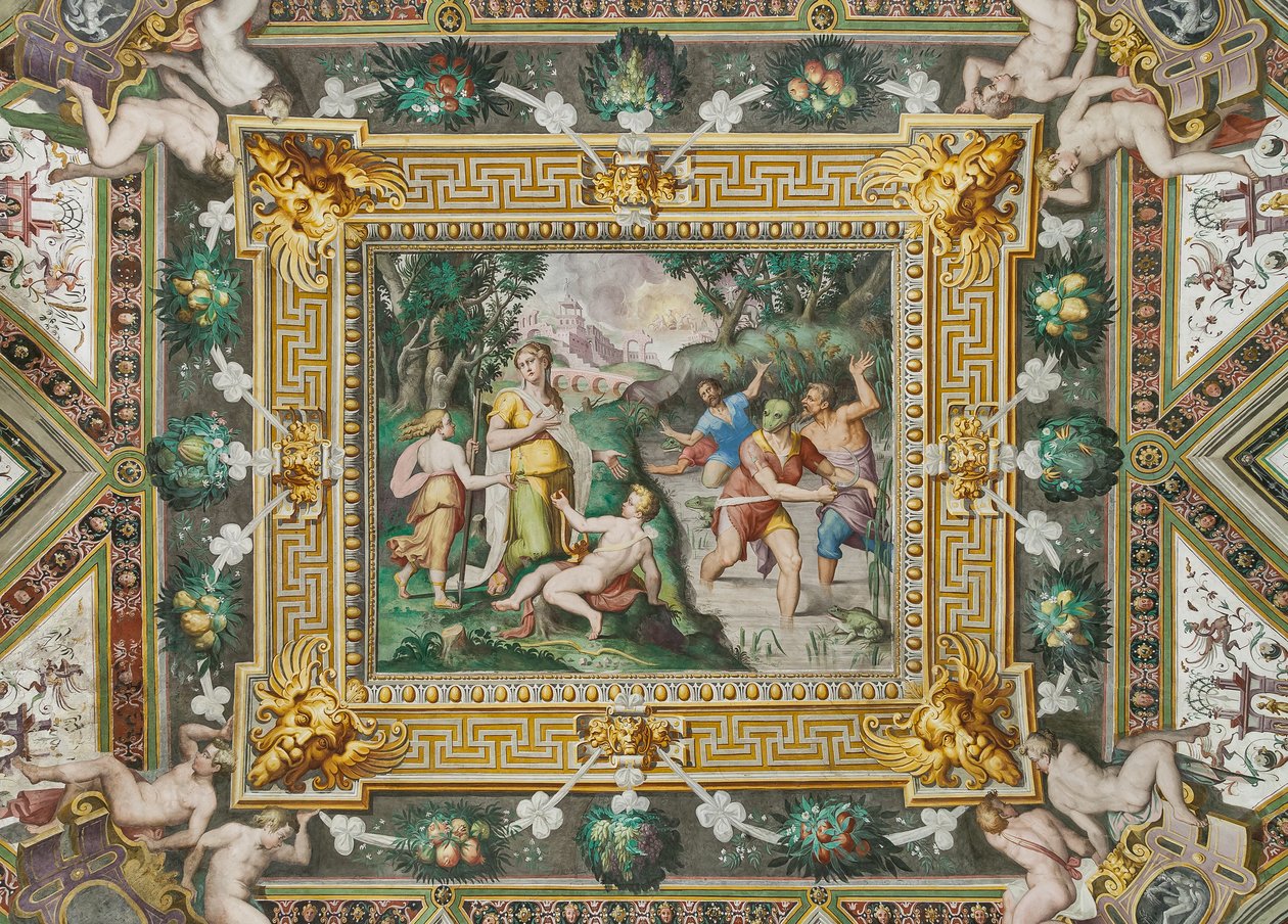 Hall of Latona: gudinnan, Rocca dei Rossi, San Secondo, Parma, Italien av Giulio (school of) (attr.to) Romano