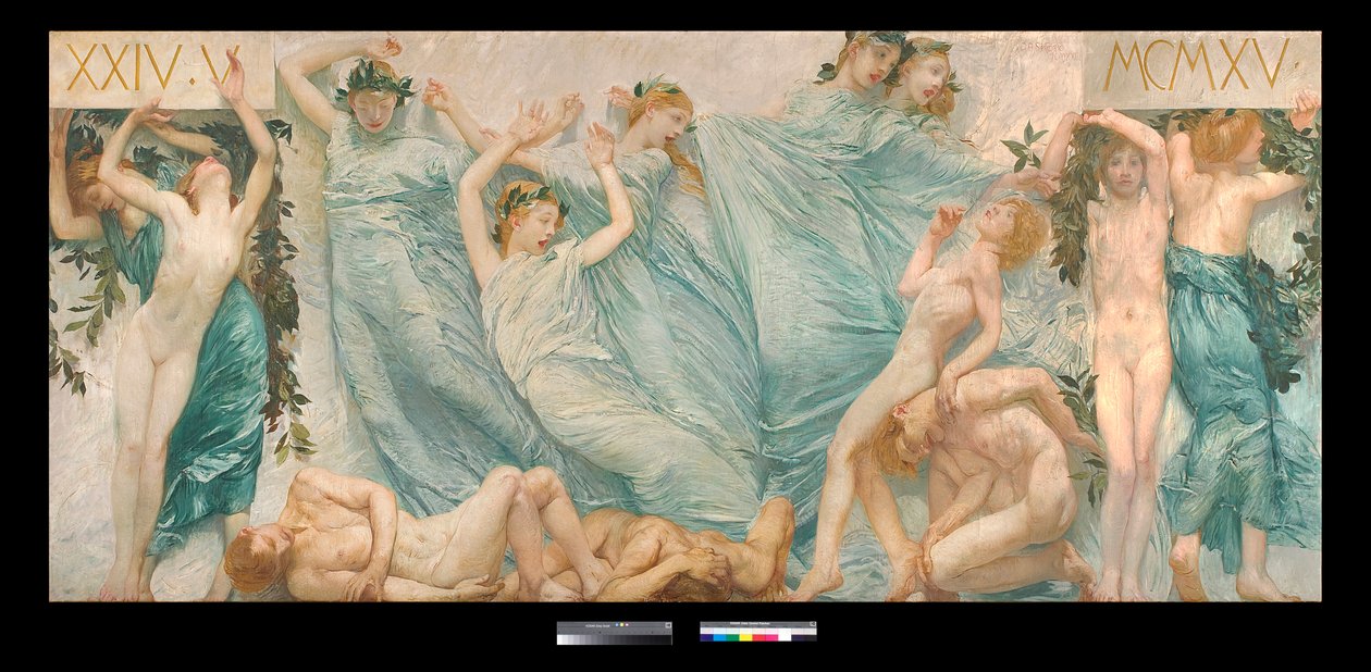 Diptyk: Risveglio Målning av Giulio Aristide Sartorio (1860-1932) 1906 Dim 180,5 x 398,5 cm Privatsamling (Diptyk, målning av Giulio Aristide Sartorio Privatsamling) av Giulio Aristide Sartorio