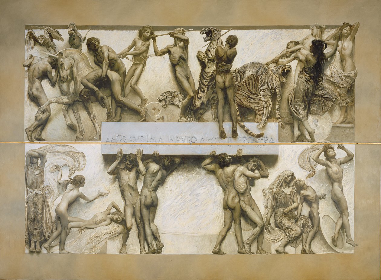 Kärlek, från det mänskliga livets kretslopp (se även 97837-39) av Giulio Aristide Sartorio