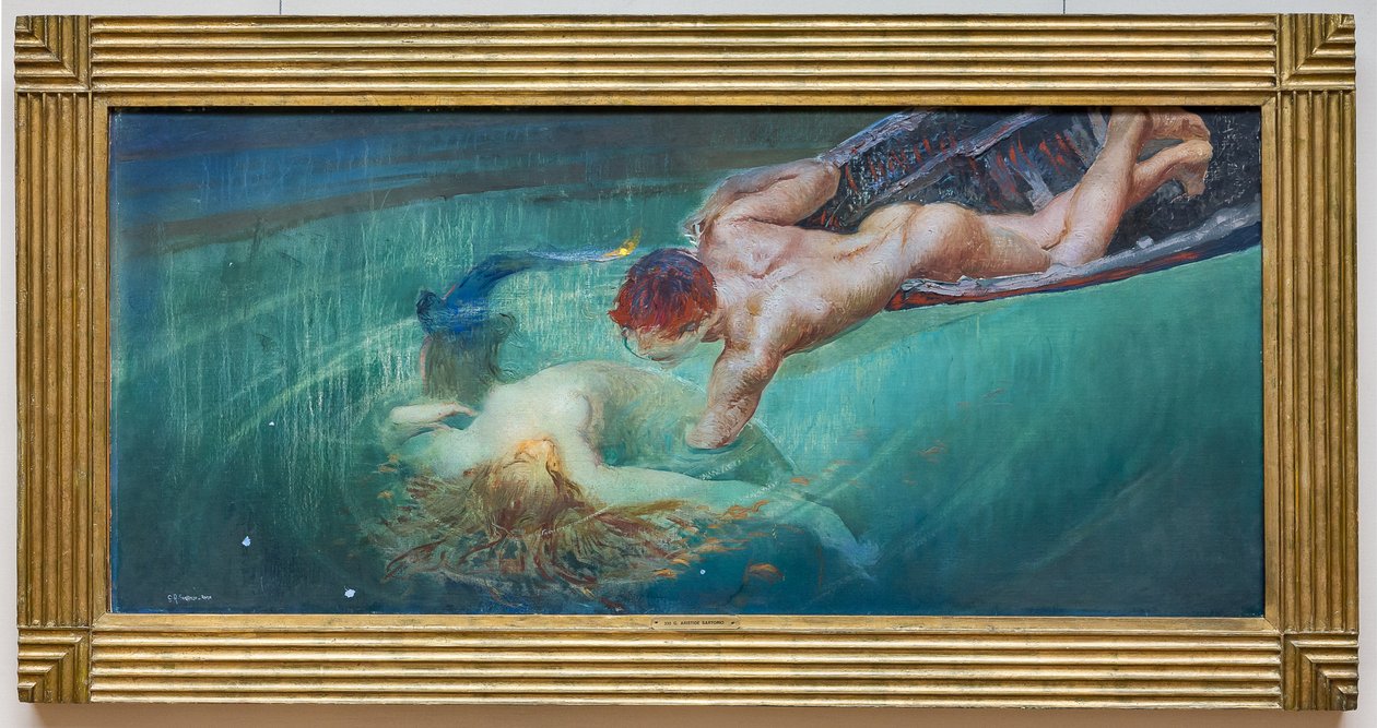 Mermaid or Green Abyss, ca 1900 (olja på duk) av Giulio Aristide Sartorio
