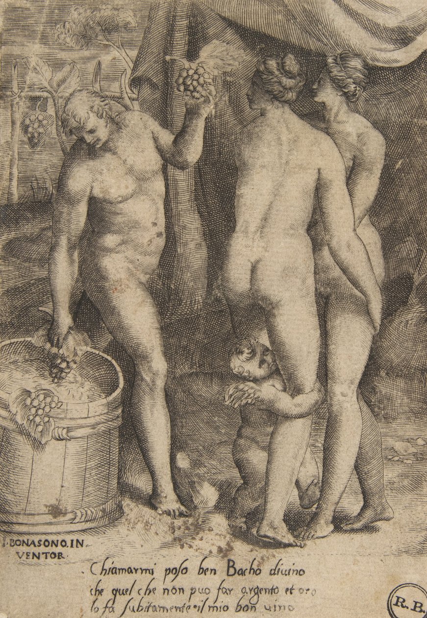 Bacchus ger druvor till kvinnor, från 