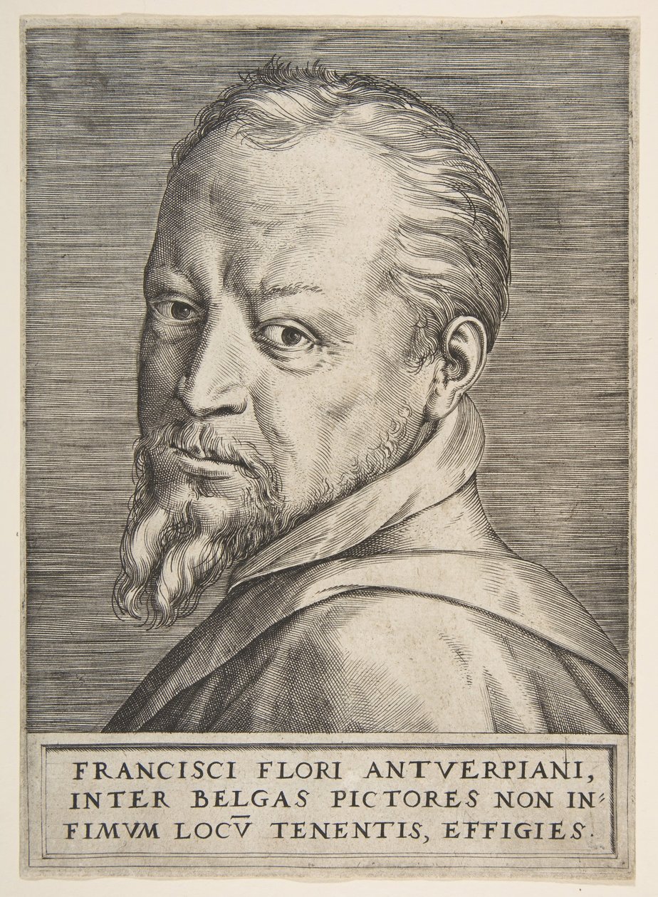 Bystporträtt av Frans Floris, 1531-76. av Giulio Bonasone