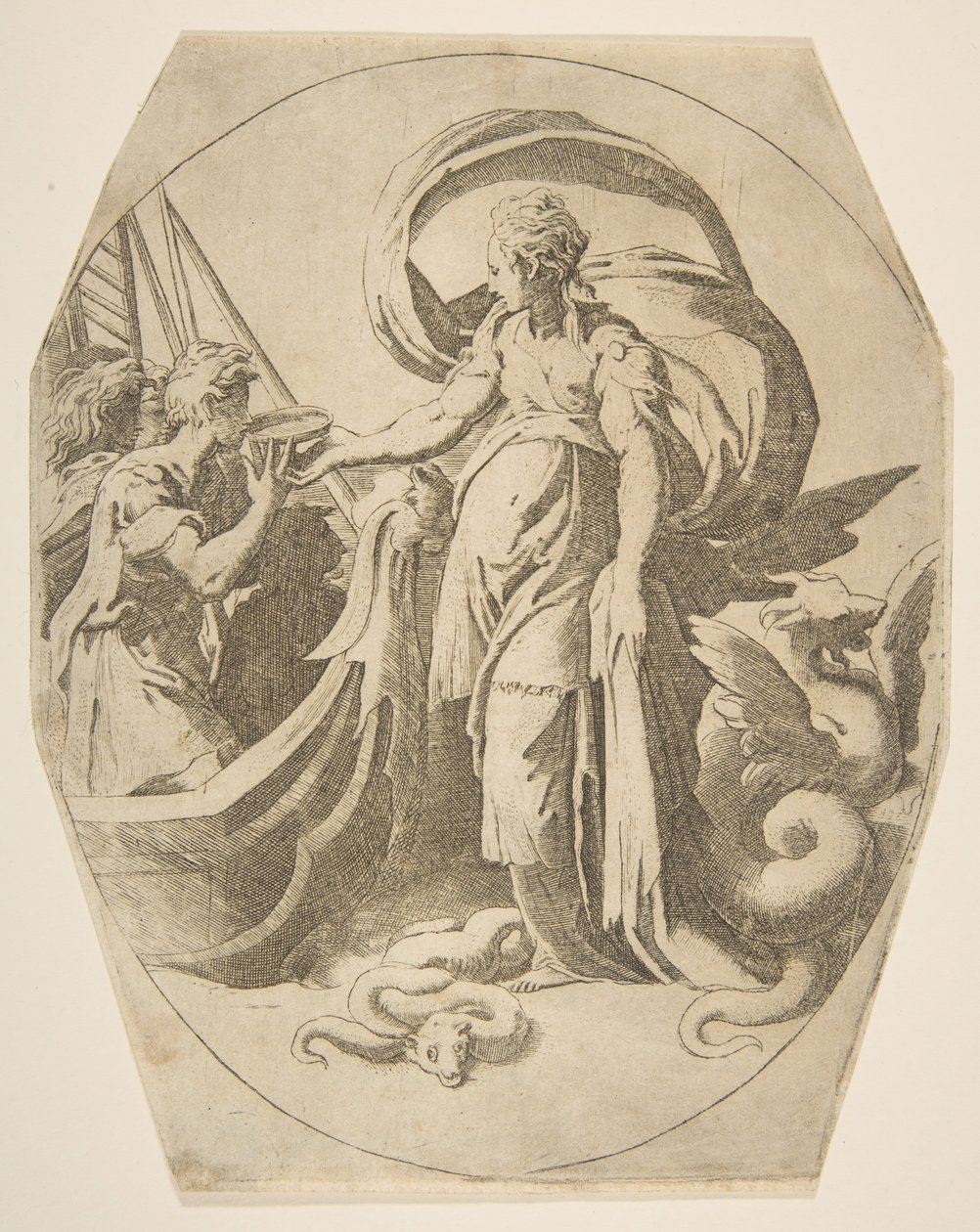 Circe and the Companions of Ulysses, 1500-talet. av Giulio Bonasone