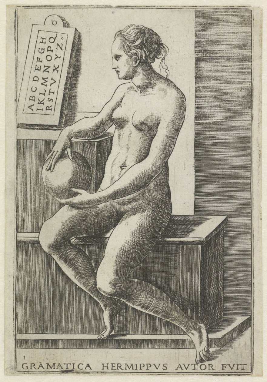 Grammatik Grammatik hermippus autor fruit (titel på objekt) The Seven Liberal Arts (serietitel) av Giulio Bonasone
