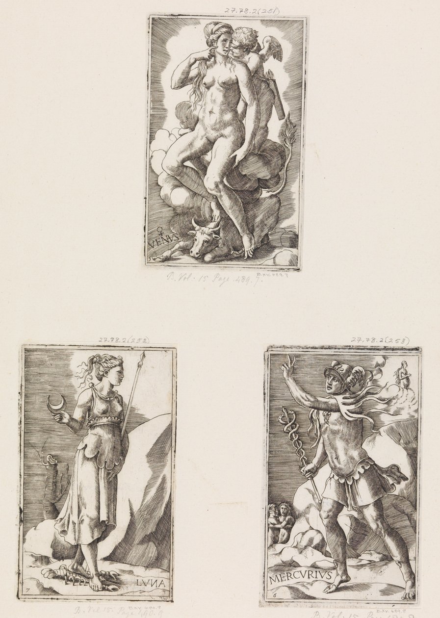 Mercurius, från Planets, plåt 6, 1530-70. av Giulio Bonasone