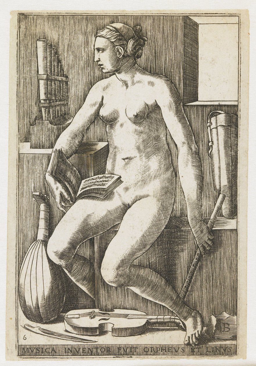 Musica Musica inventor fuit Orpheus et Linus (titel på objekt) The Seven Liberal Arts (serietitel) av Giulio Bonasone