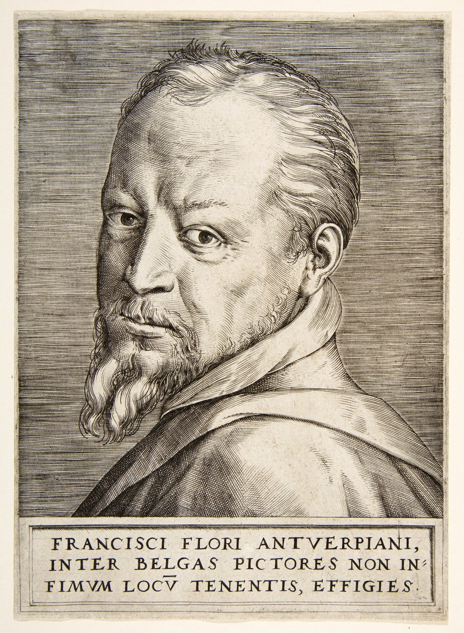 Porträtt av Frans Floris av Giulio Bonasone