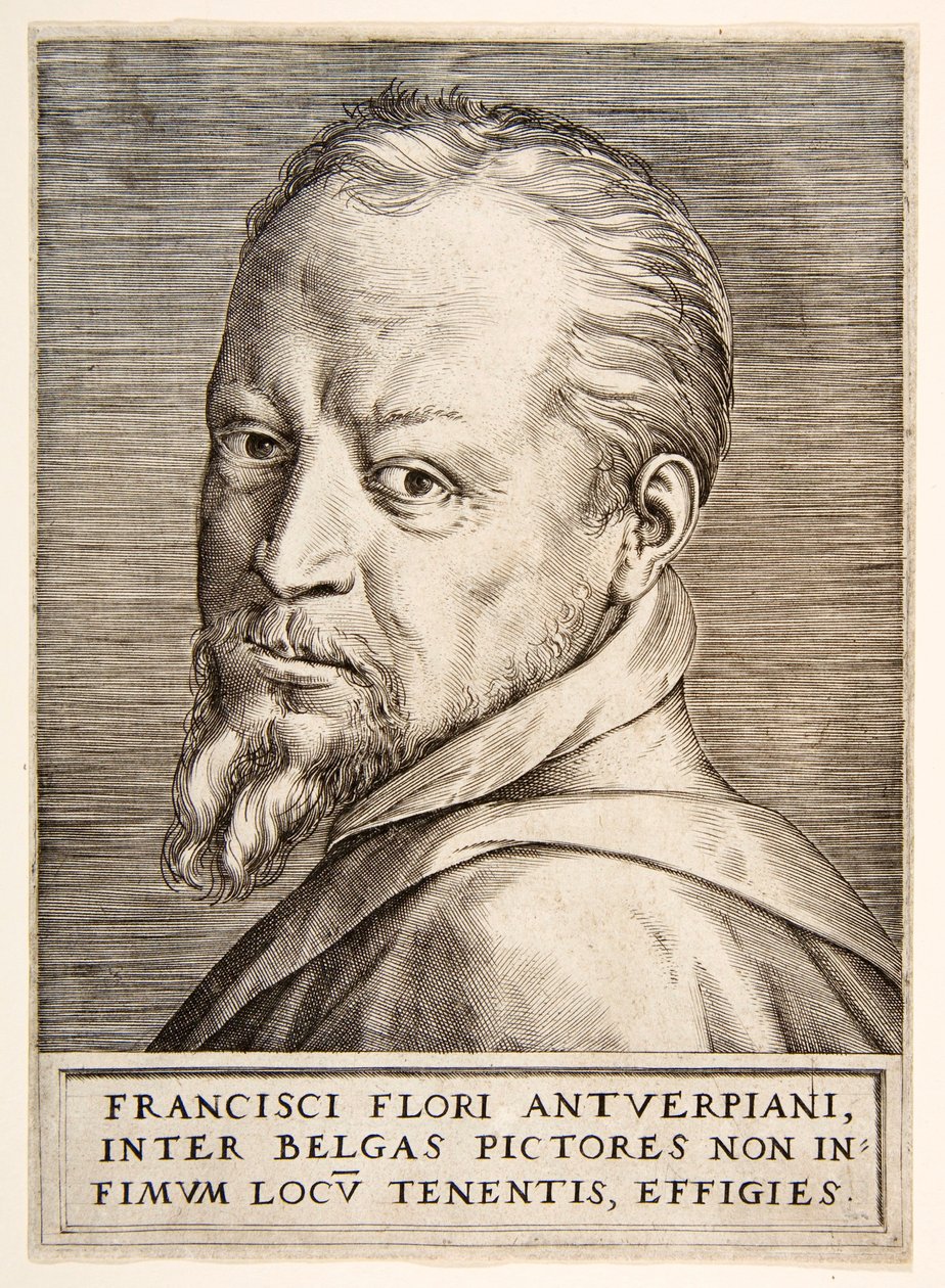 Porträtt av Frans Floris, 1500-talet. av Giulio Bonasone