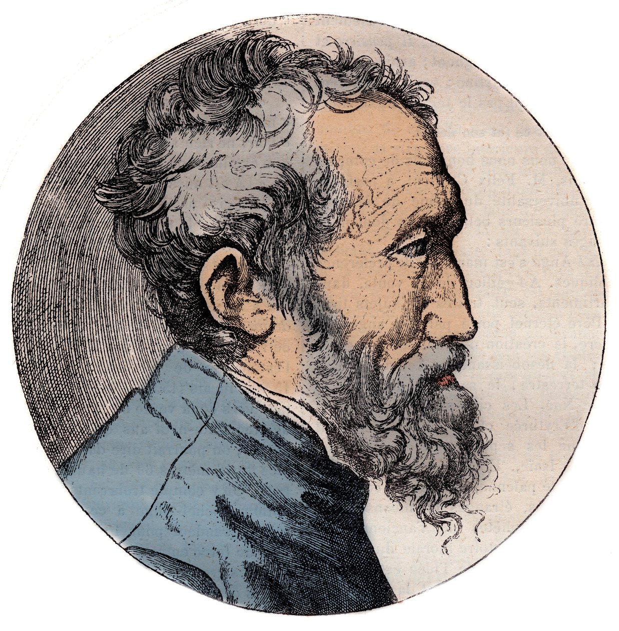Porträtt av Michelangelo Buonarroti italiensk skulptör - Porträtt av Michelangelo Buonarroti dit Michel Ange av Giulio Bonasone