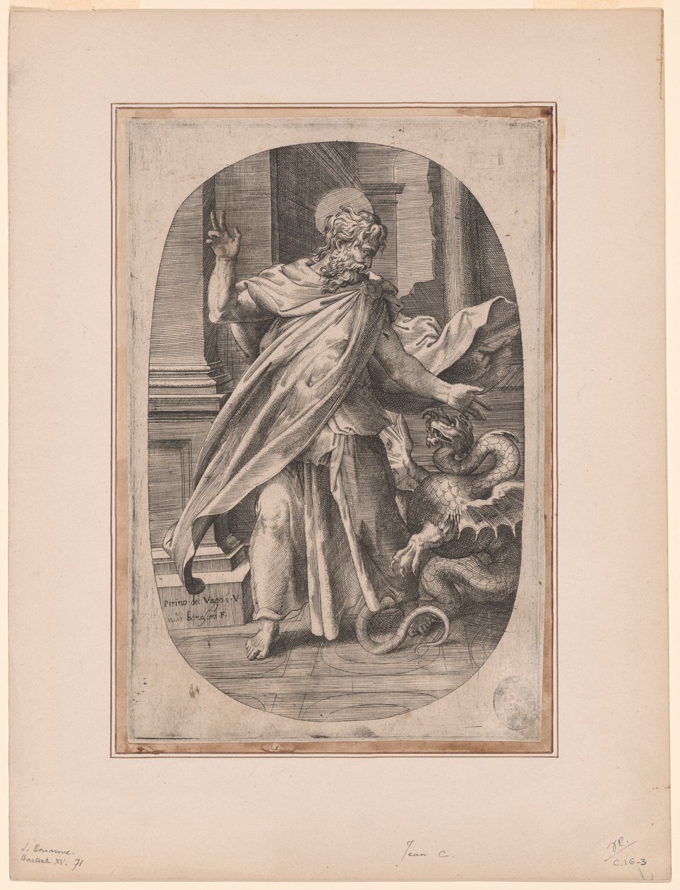 Saint Paul övervinner huggormen av Giulio Bonasone