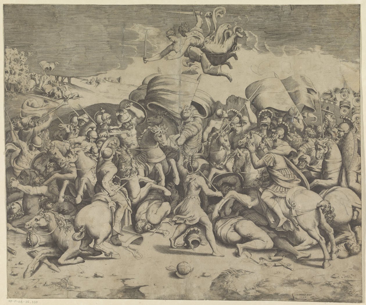 Slaget vid Milvian Bridge av Giulio Bonasone