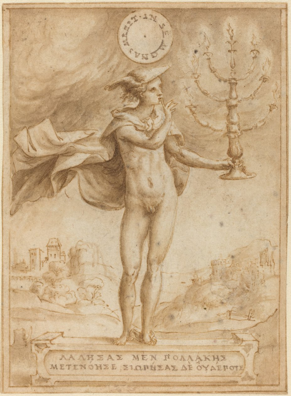 Studie för Harpocrates (Silence God Cole) av Giulio Bonasone