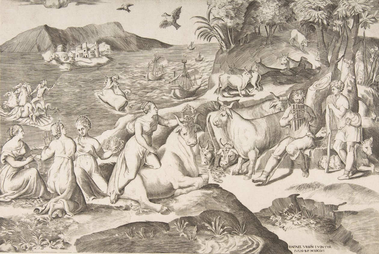 Europas våldtäkt, 1546. av Giulio Bonasone