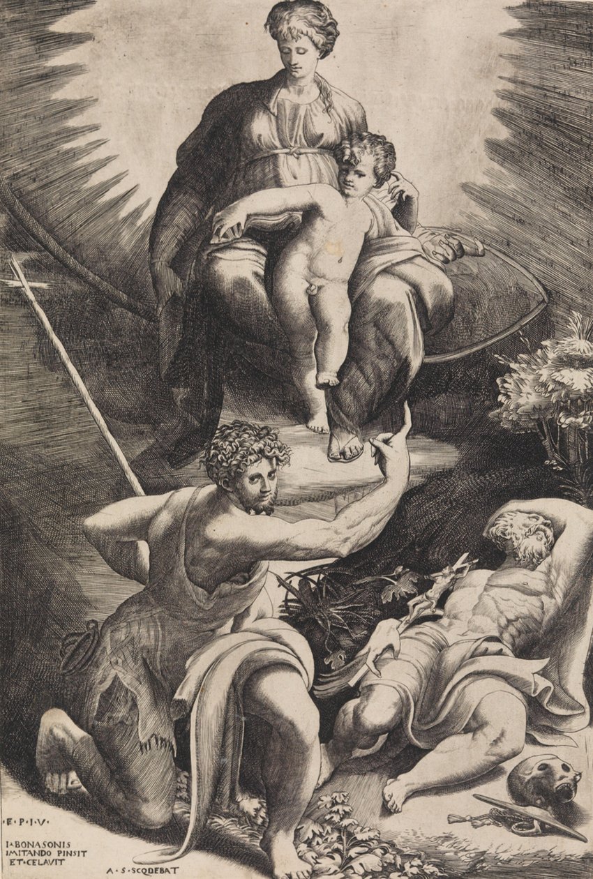 Visionen av St. Hieronymus. av Giulio Bonasone