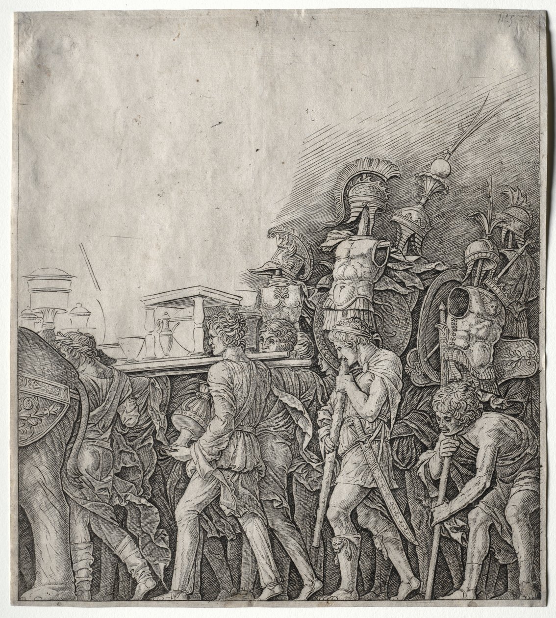 The Triumphs of Caesar: The Corselet Bearers, ca. 1498. av Giulio Campagnola