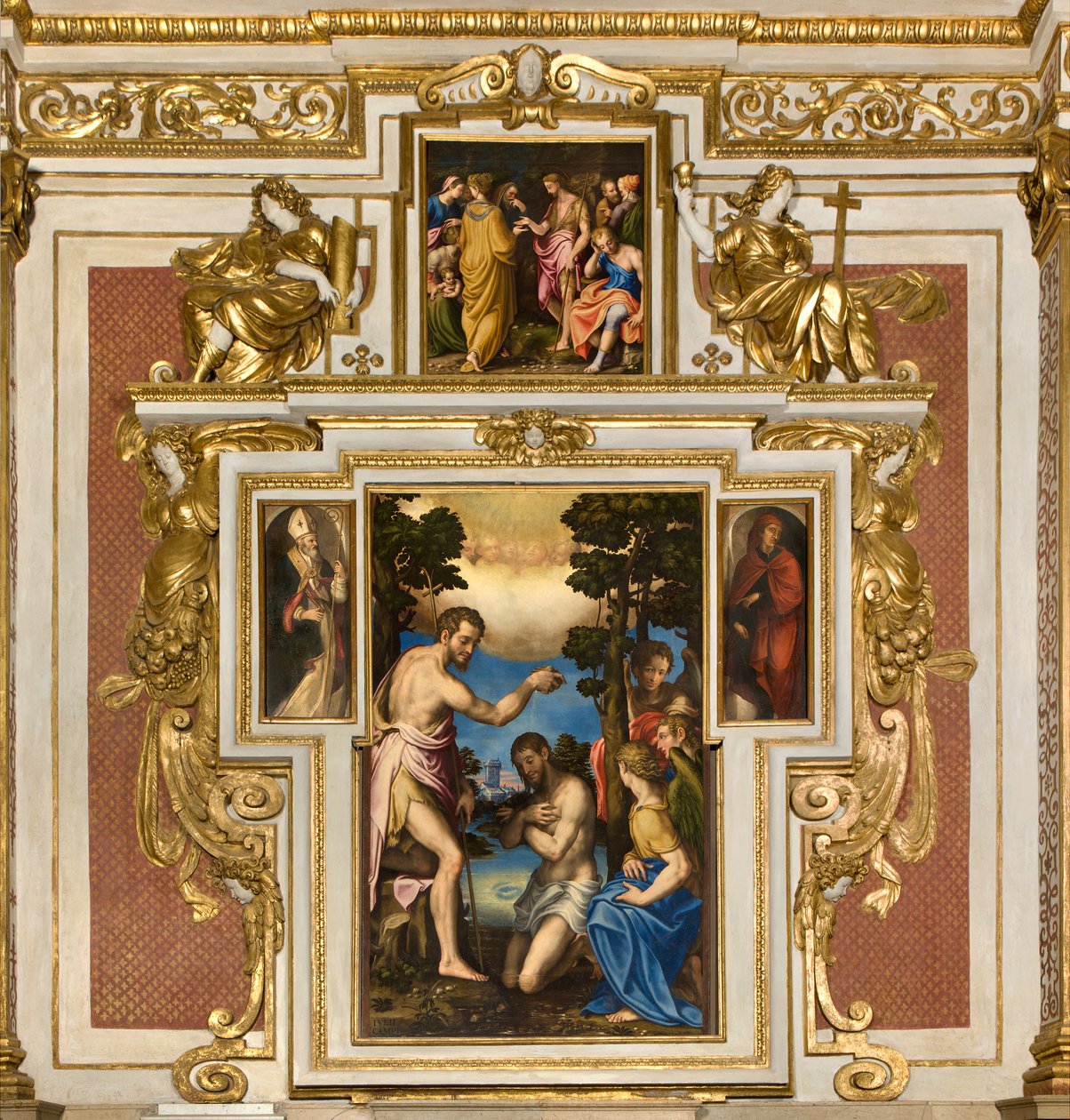 Chapel of Our Lady of the People, Första spännvidden södra sidan, Giulio Campi, Kristi dop 1569, På sidorna Sant