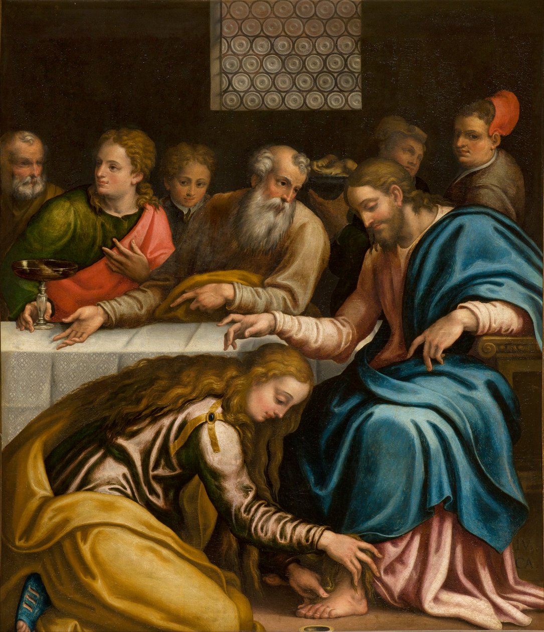 Chapel of the SS Sacramento, Giulio Campi, Middag i Simons hus 1569 av Giulio Campi