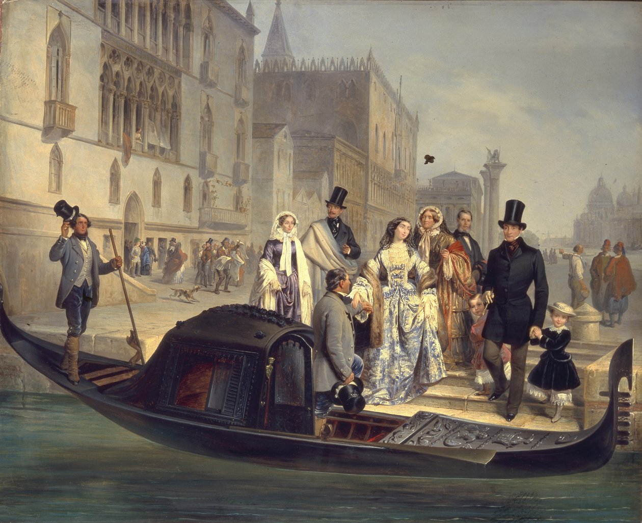 Familjen Tolstoj i Venedig, 1855 av Giulio Carlini