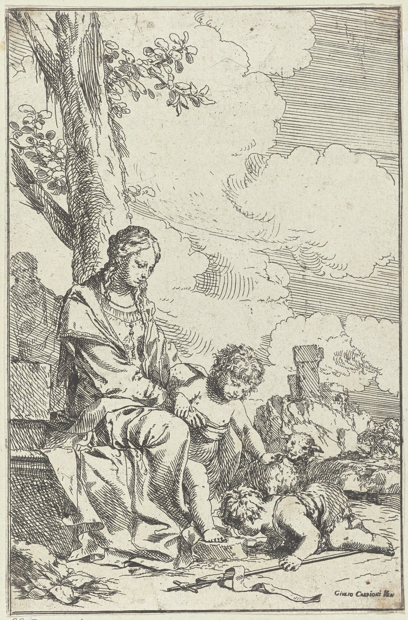 Helig familj med den unge Johannes döparen av Giulio Carpioni (I)