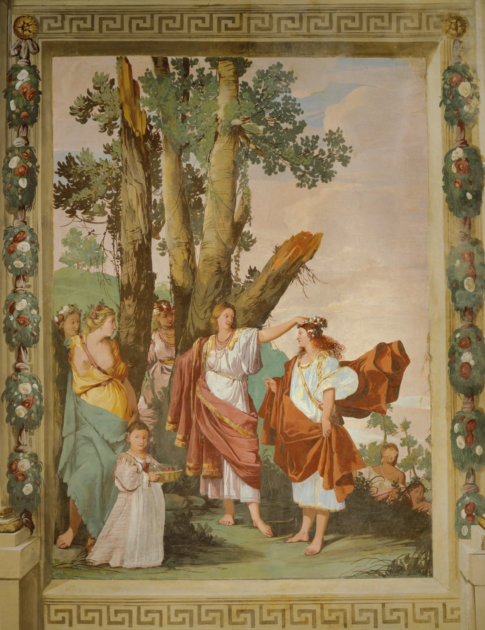 Kröning av nymfen Amaryllis, vinnare av loppet av Giulio Carpioni