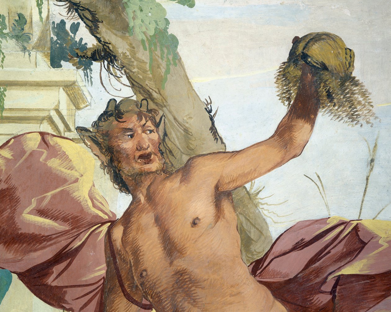 Nymf Korsika jagad av Satyr som drar bort hennes peruk av Giulio Carpioni av Giulio Carpioni