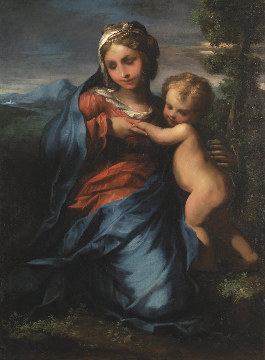 Jungfru och barn, ca 1600 av Giulio Cesare Amidano