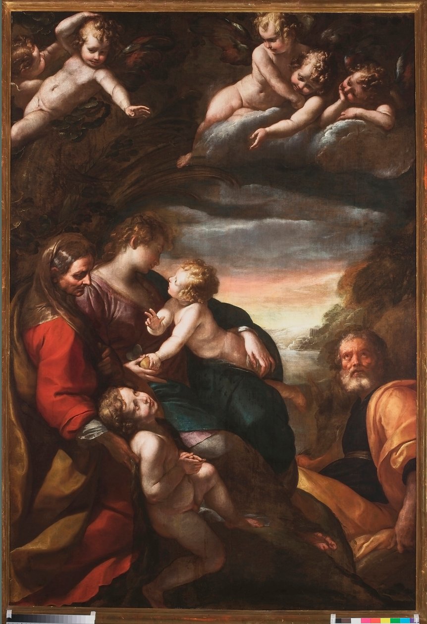 Helig familj med Saint John och Saint Elizabeth, ca 1610-20 av Giulio Cesare Procaccini