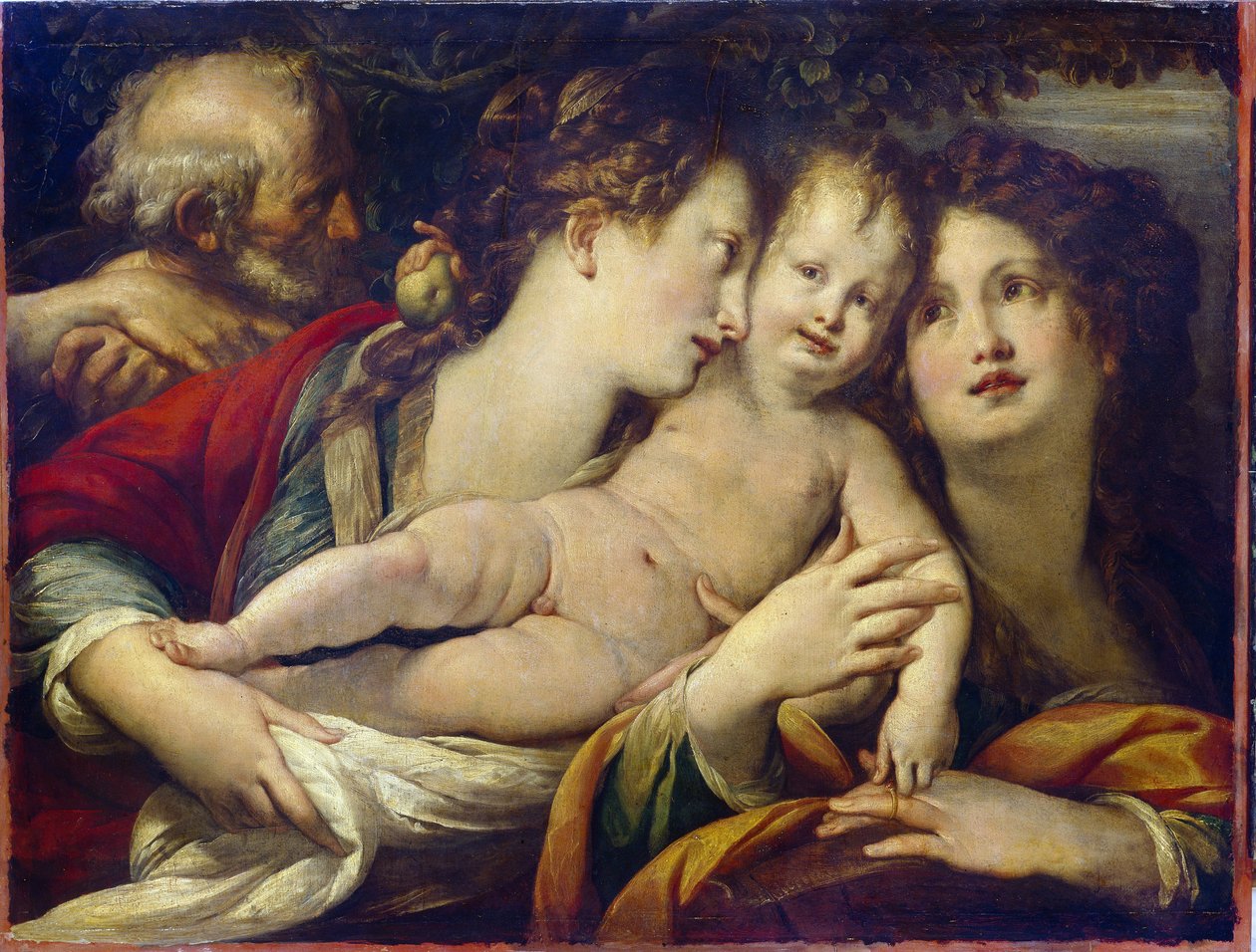 The Mystic Marriage of Saint Catherine (ca 290-307) (The Mystic Marriage of Saint Catherine). Jungfru Maria presenterar barnet Jesus för den heliga Katarina av Alexandria, som får vigselringen på fingret. Målning av Giulio Cesare Procaccini (1574-1625), h av Giulio Cesare Procaccini