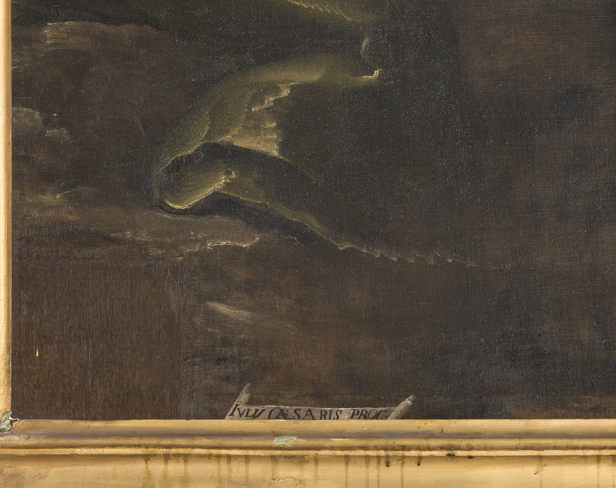Signatur, detalj, Jungfru Maria med barn och Sankt Firmus och Sankt Rusticus (detalj av 3704245) av Giulio Cesare Procaccini