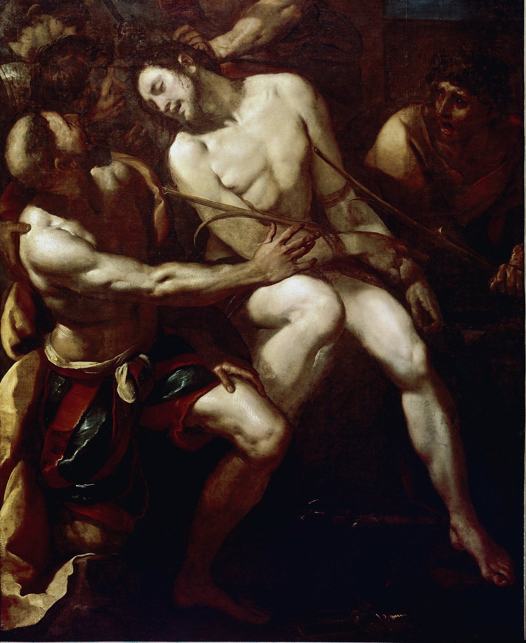 The Crowning with Thorns. Detalj. (olja på duk av Giulio Cesare Procaccini