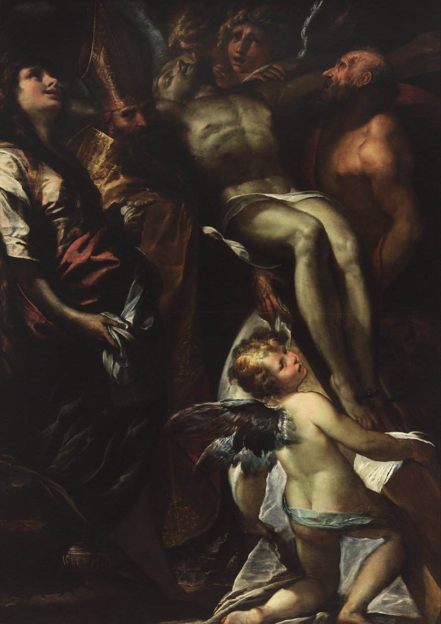Korsnedtagningen med S:ta Maria Magdalena, Augustinus, Hieronymus och änglar av Giulio Cesare Procaccini