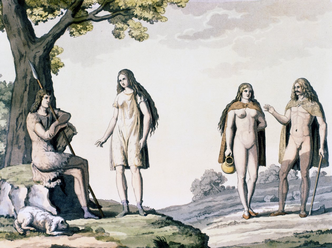 Dräkter av forntida tyskar, gravyr från antika och moderna dräkter av Giulio Ferrario (1767-1847) av Giulio Ferrario