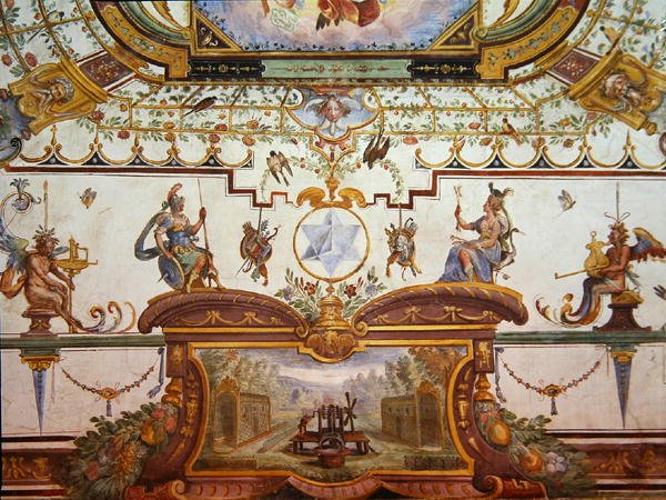 Takpanel från Stanzino delle Matematiche (fresk med tempera) (se 254070 och 254072-3) av Giulio Parigi