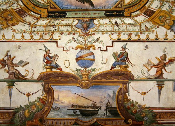 Takpanel från Stanzino delle Matematiche (fresk med tempera) (se 254070 och 254072-3) av Giulio Parigi